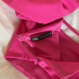 Zara Pink cropped puffed sleeves top